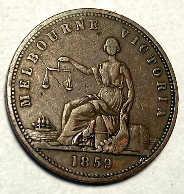 1859 Australia G & W.H. Rocke 1D Token Original VF Scarce Best Price Ebay* CHN - Image 1 of 2