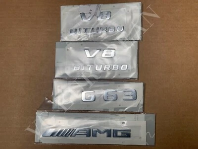 Mercedes Benz G-Class Genuine "G63 AMG V8 Biturbo" Emblem Badge Decal Set 2019+ - Image 1 of 2