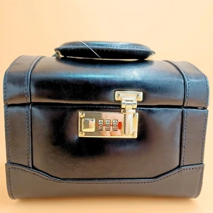 Luxury Genuine Leather Vanity Case Box Jewelry Gold Safe Lock Combination lock - Picture 1 of 12