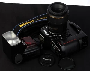 Nikon F90 AF 35mm Film SLR + MF-26 Back, MB-10, AF 90mm f/2.8 Lens & SB-24 Kit - Picture 1 of 13