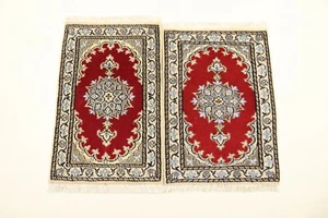 2 x Handgeknüpfter Orientteppich Nain   Auto Fußmatten( 60 X 40 CM)   Neu Top - Bild 1 von 4