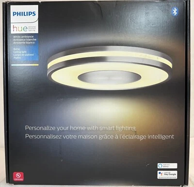 Used -Philips Hue White Ambiance Being Flushmount Ceiling Lamp-Silver- FREE S/H - Image 1 of 4