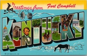 Tarjeta postal grande FORT CAMPBELL, KENTUCKY Curteich CROMO década de 1950 sin usar - Imagen 1 de 2