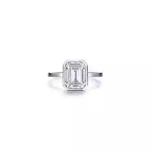 *BRAND NEW* Lafonn Platinum Bonded 2.62 CTW Emerald-Cut Bezel-Set Ring R2038CLP - Picture 1 of 1