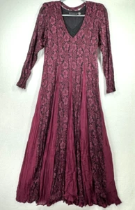 Starina Dress Medium Burgundy Lace Floral Fairy Goth Cottagecore Vintage 1990s - Picture 1 of 18