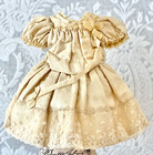 Gorgeous French Antique Doll Dress with Ribbons Bows Silk Sash Lace