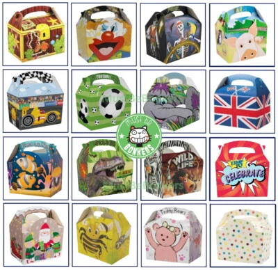 MUSTBEBONKERS Party Food Boxes Loot Lunch Cardboard Childrens Kids Birthday Gift Girls Boys UK