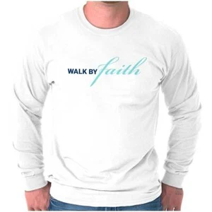 Christian Religious Worship Walk By Faith Long Sleeve Tshirt for Men or Women - Picture 1 of 7