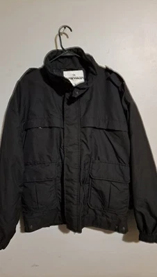 Jaqueta Spiewak Masculina Grande Longa Preta Nylon Capuz Clandestino Bolsos de Carga Utilitário - Imagem 1 de 4