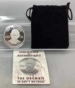 2008 1 Oz Silber The Obombie Barack Obama PP Medaille in Gov’t We Trust mit Zertifikat - Bild 1 von 5