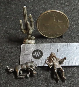Cactus Bucking Bronco Native American Dancer Metal Statue AS IS 1:12 1311 - Picture 1 of 3