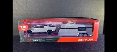 Xinhaodi Tesla Cyber Truck METAL Model with Trailer With Light and Music - Image 1 of 4