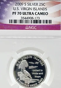 2009-S 25c Silver U.S. Virgin Islands NGC PF70 Ultra Cameo 3544908-173 #14117 - Picture 1 of 5