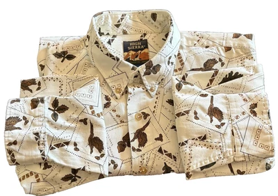 Camisa masculina de flanela manga longa High Sierra tamanho G branca caça/pesca/queda - Imagem 1 de 4