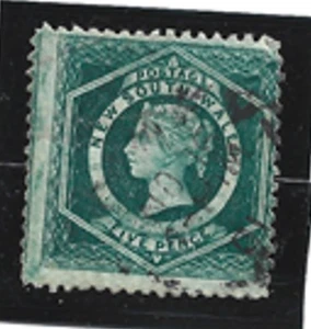 New South Wales  Used 5 P Blue-Green #65d - Picture 1 of 1