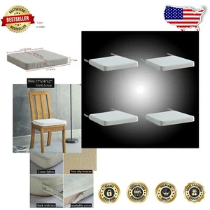 Washable Linen Dining Chair Cushions with Memory Foam - 4 Pack (Beige, 17x16) - Picture 1 of 8