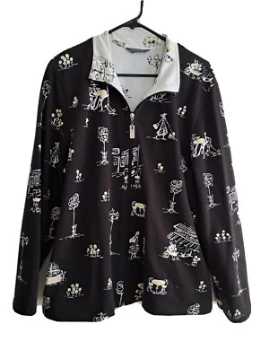 Chaqueta ligera Koret para mujer talla XL negra de felpa francesa tejida cremallera completa temática francesa Foto 1 de 4