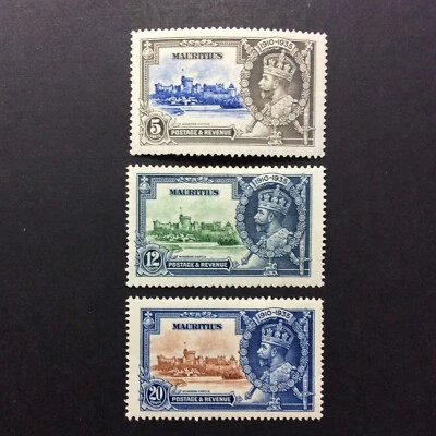BroadviewStamps GB Mauritius #204 MNH, #205-06 MH F-VF. Pencil marks on gum. - Image 1 of 2