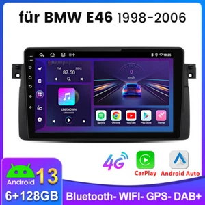 6+128G Android 13 Autoradio Apple Carplay DAB GPS Navi Für BMW 3er E46 1998-2006 - Bild 1 von 13