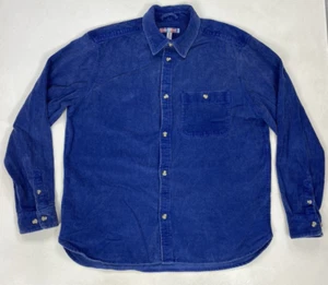 Urban Outfitters Corduroy Shirt Men Medium Blue Long Sleeve Pocket Heavyweight - Picture 1 of 8
