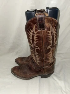 TONY LAMA SEGAR BAY APACHE BROWN LEATHER ROUND TOE COWBOY BOOTS MEN'S 8D GUC - Picture 1 of 11