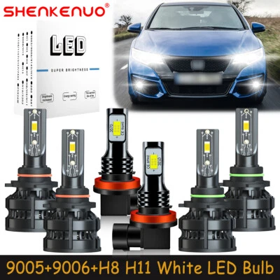 For Honda Civic 2006-2014 White 6X LED Headlight High Low Beam Fog Light Bulb Z8 - Image 1 of 4