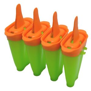 Tupperware Set of 4 Lollitups Popsicle Forms Freezable Frozen Ice Green Orange