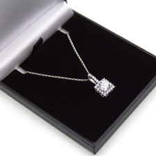 .925 Sterling Silver Square Halo Pendant with 18" Chain Bargain Price