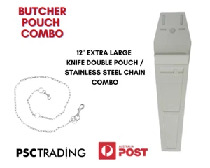 Butcher's Knife Pouch Scabbard Chain Combo Extra Large 12" Double, Meat Workers - Picture 1 of 5