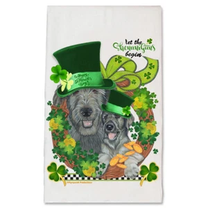 Irish Wolfhound Saint Patrick's Day Kitchen Dish Towel Pet Gift - Picture 1 of 2