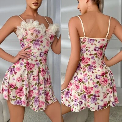 Sexy-Lencería Babydoll Tanga Prendas para dormir Ropa interior Encaje Vestido Prendas para dormir Foto 1 de 4