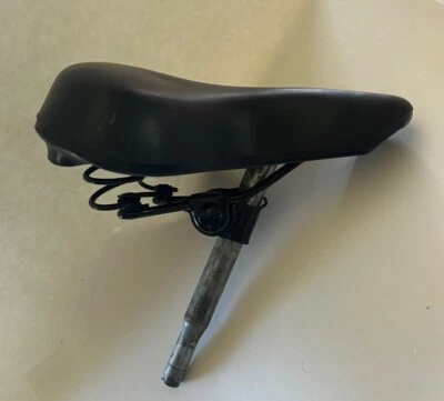 Asiento de bicicleta Troxel negro vintage sillín muelles poste Moscú Tenn. EE. UU. 1986 Foto 1 de 4