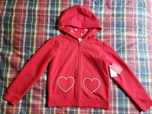 NEW GYMBOREE girls red hearts hoodie size 7 - Picture 1 of 4