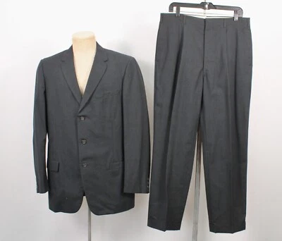 Men's VTG 50s 2 PC Blue Black 3 Button Suit Sz M 1950s Drop Loop Pants - Image 1 of 4