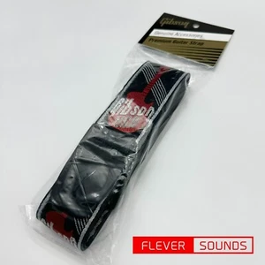 Gibson ASGG-600 Guitar Strap The USA Woven Style 2 Strap w/Gibson Logo Black/Red - Picture 1 of 10