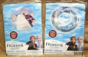 Disney Frozen II Elsa & Elsa 20" Inflatable Beach Ball and Swim Ring Combo-New! - Picture 1 of 1