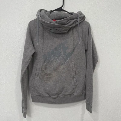 Sudadera con Capucha Nike Gris Cuello Capucha Envejecido Logo Bolsillos Para Mujer Talla S Foto 1 de 4