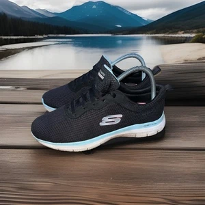 Skechers Womens Flex Appeal 4.0 149303TX Black Running Shoes Sneakers Size 8 Gym - Picture 1 of 24