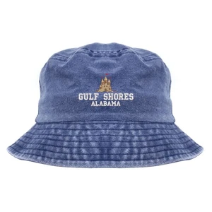 Gulf Shores Alabama embroidered bucket hat- blue, vacation beach bucket hat - Picture 1 of 2