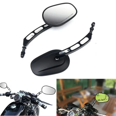 Black Motorcycle Rearview Side Mirrors For Harley Davidson Electra Glide Rocker - Image 1 of 4