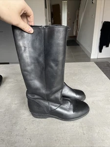 DRAPER of GLASTONBURY Black Leather Knee High Zipped Boots UK4 - Picture 1 of 5