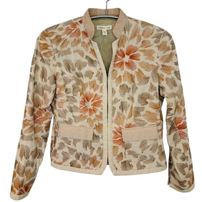 Blazer floral Coldwater Creek para mujer-beige y naranja Foto 1 de 4