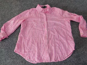 Lauren Ralph Lauren Womens Blouse PM Petites Pink striped striped button up - Picture 1 of 13