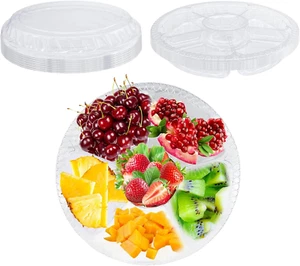 12 Pcs 12.4X1.97 Inch round Plastic Serving Tray round Plastic Veggie Tray with - Picture 1 of 7