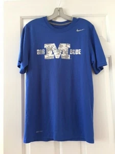 5*CONDITION Nike Dri Fit Tshirt Girls Small Big Me Blue Logo - Picture 1 of 4
