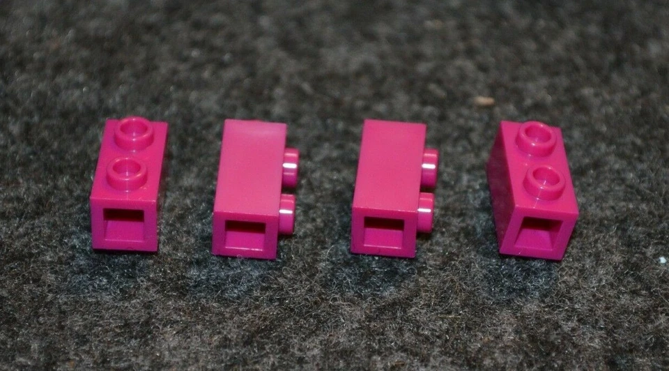 (4) 1x1x2 Bright Reddish Violet Brick w/ 2 Pegs 1 Side SNOT Bricks ~ NEW Lego - Image 1 of 1