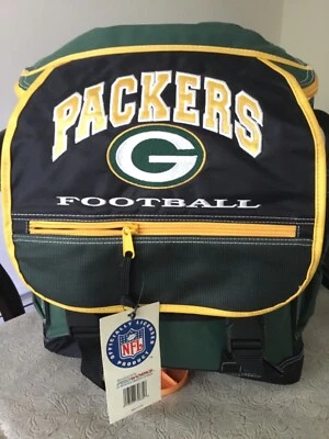 Mochila de fútbol americano Green Bay Packers con bolsillos laterales NFL CON LICENCIA OFICIAL NUEVA Foto 1 de 4