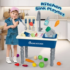 Kids Kitchen Sink Toy Set Faucet Wash Bain Tap Playset Pretend Role Play Unit - Picture 1 of 10