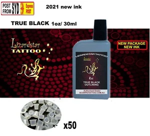 Promotion sale  LizardStar  tattoo black ink 1oz 30ml Outlining true black w/cup - Picture 1 of 2
