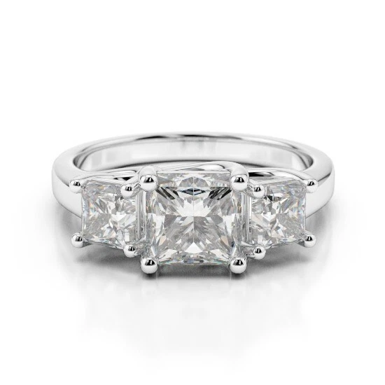 2.00 Ct Princess Cut Lab Created Diamond Engagement Ring 14K White Gold Size 8 - Image 1 of 4